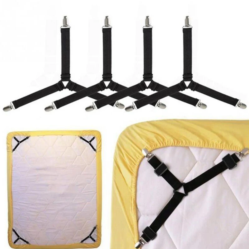 

2019 4PCS/Set Adjustable Bed Sheet Clips Cover Grippers Holder Mattress Duvet Blanket Fastener Straps Fixing Slip-Resistant Belt