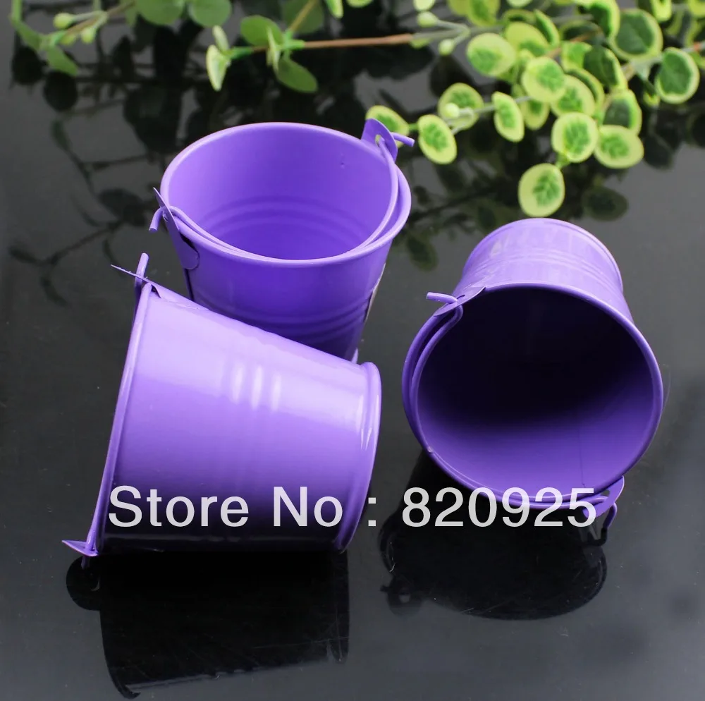 

Free Shipping 10 pcs Purple Mini Bucket Colored Wedding Party Favour Box Gift Pails Candy Box