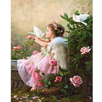 

Hot 5D DIY Diamond Mosaic Embroidery Fairy Angel Diamond Painting Full Round Rhinestone cross stitch Home Decor diamond