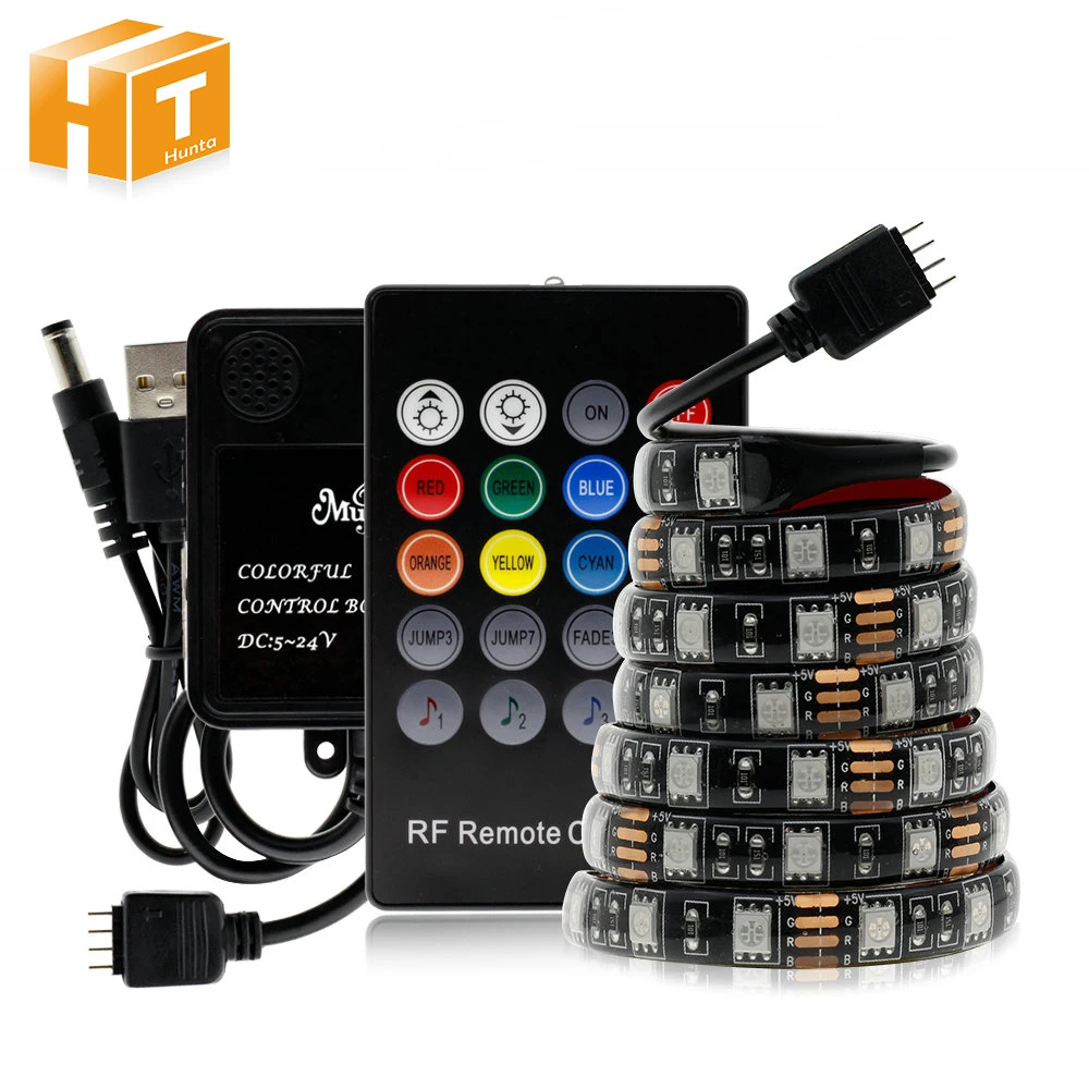

USB LED Strip with RF Remote Music controller IP20 IP65 Flexible Strip Light 5050 RGB TV Background Lightgting