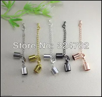 

100set Craft Cord Clasps End Caps With Lobster Clasp Inner Diameter 7.5mm Rhodium Copper End Tip Crimp Beads jewelry findings
