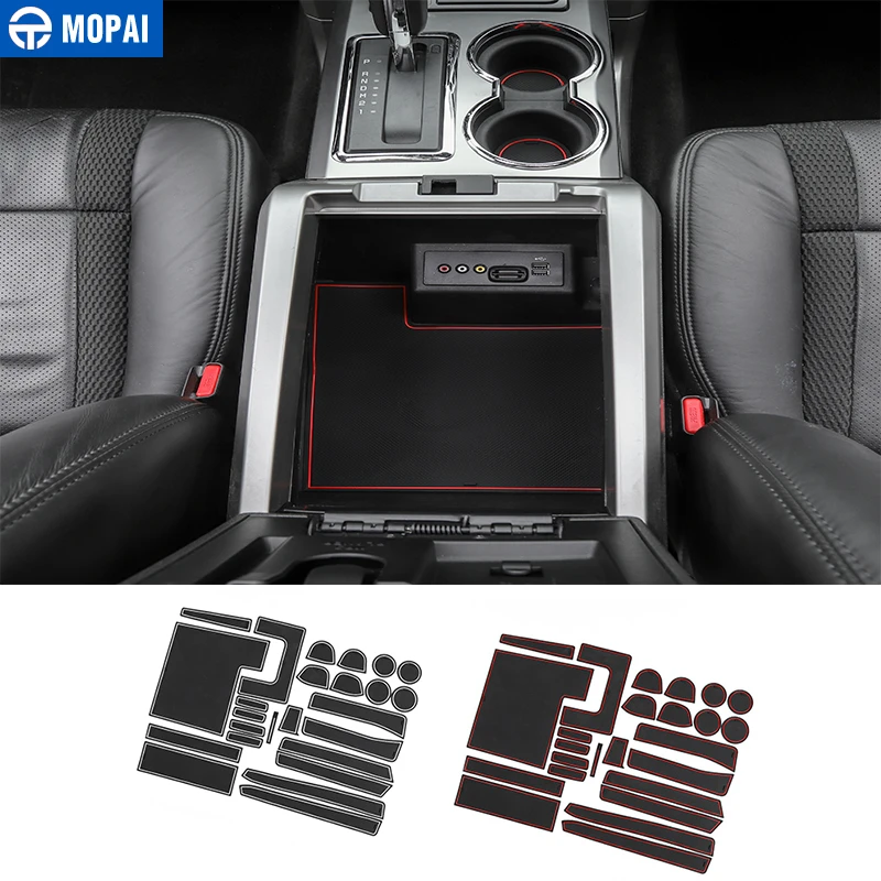 

MOPAI Gate Slot Mat for Ford F150 2009+ Car Cup Mat Anti Non-slip Door Groove Mats Pad for Ford F150 2009-2014 Car Accessories