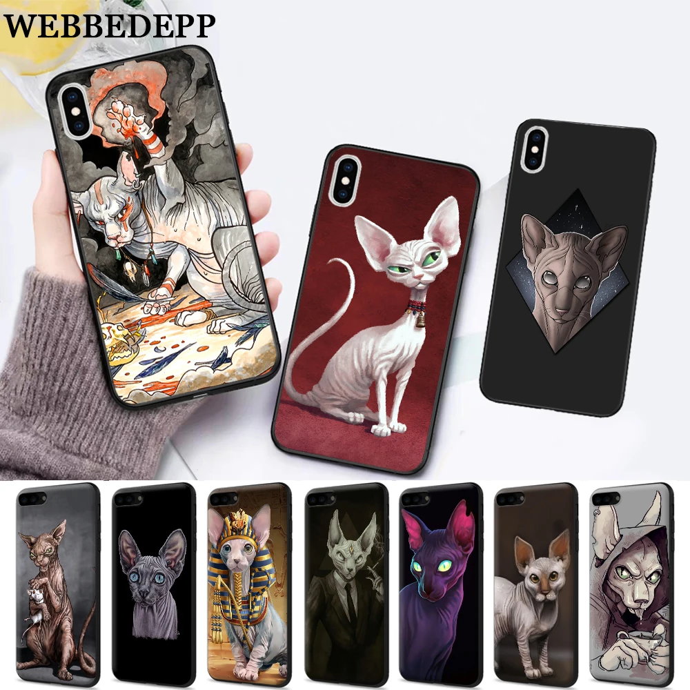 

WEBBEDEPP Tattoo Sphinx Cat Silicone soft Case for iPhone 5 SE 5S 6 6S Plus 7 8 11 Pro X XS Max XR