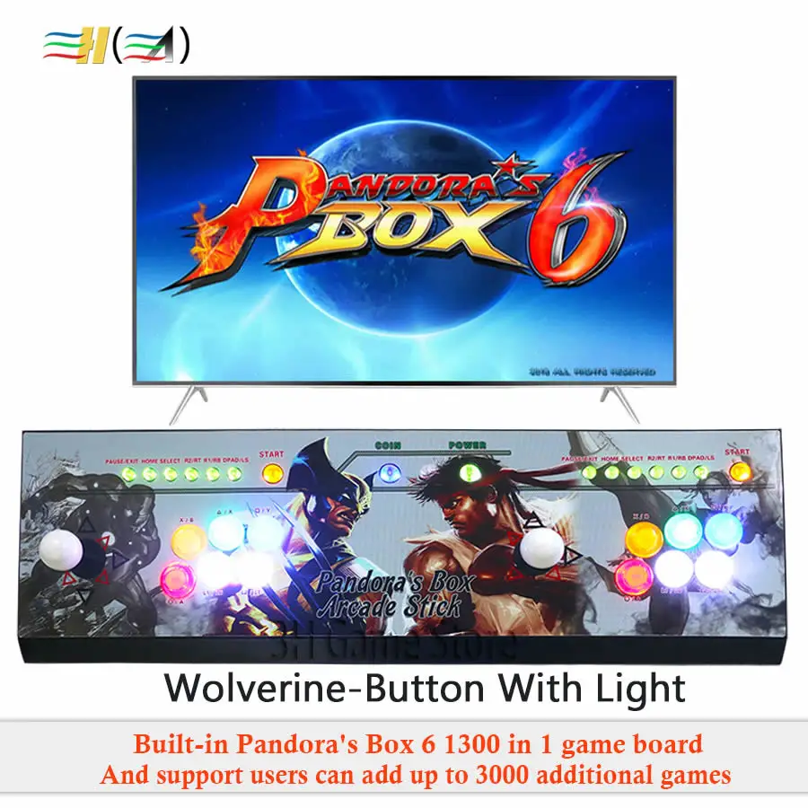 Pandora Box 6 1300 in 1 arcade console can add 3000 games 2 players led button usb joystick for pc ps3 amusements game machines Pandora Box 6 1300 in 1 arcade console can add 3000 games 2 players led button usb joystick for pc ps3 amusements game machines