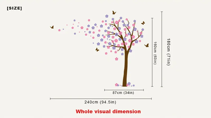 Большая елка Бабочка цветы цветок Весна виниловые наклейки на стену обои с надписью искусство 180x240 см украшение дома Рождество
