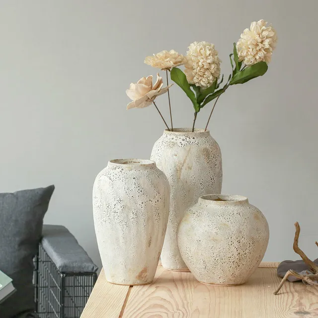 Modern Japanese Style Ceramic Coarse Pottery Vase Pastoral Porcelain Flower Pot 1