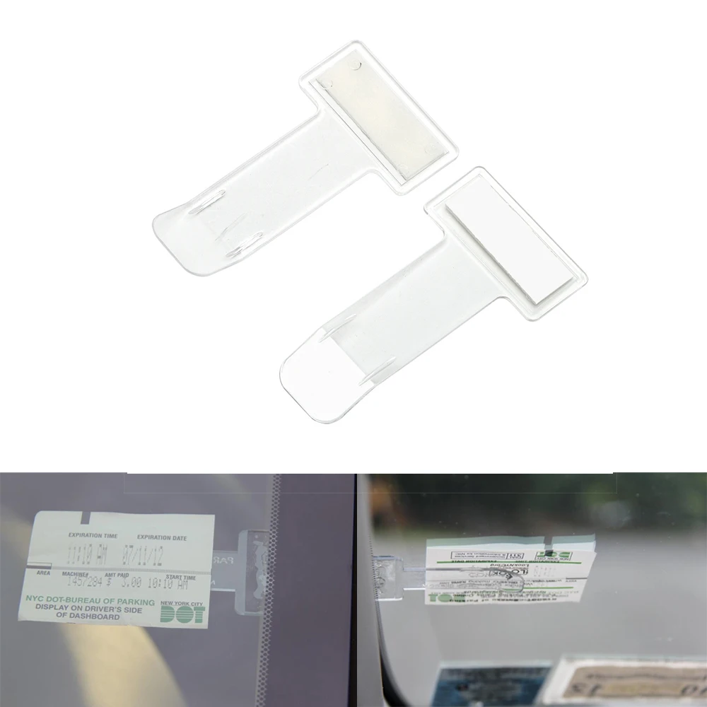 

1 Pair Car Windscreen Parking Ticket Card Clip Clear Permit Holder Sticker Windscreen Portable Clip Mini Practical Fasteners