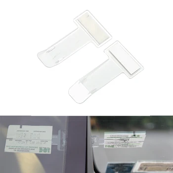 

1 Pair Car Windscreen Parking Ticket Card Clip Clear Permit Holder Sticker Windscreen Portable Clip Mini Practical Fasteners