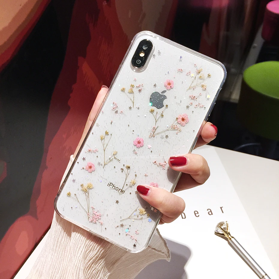 Qianliyao Real Dry Flower Clear Case For Xiaomi Mi 10 Pro A3 Redmi Note 8 7 Pro 7a Cc9e Dried Floral Star Soft Silicone Cover Phone Case Covers Aliexpress