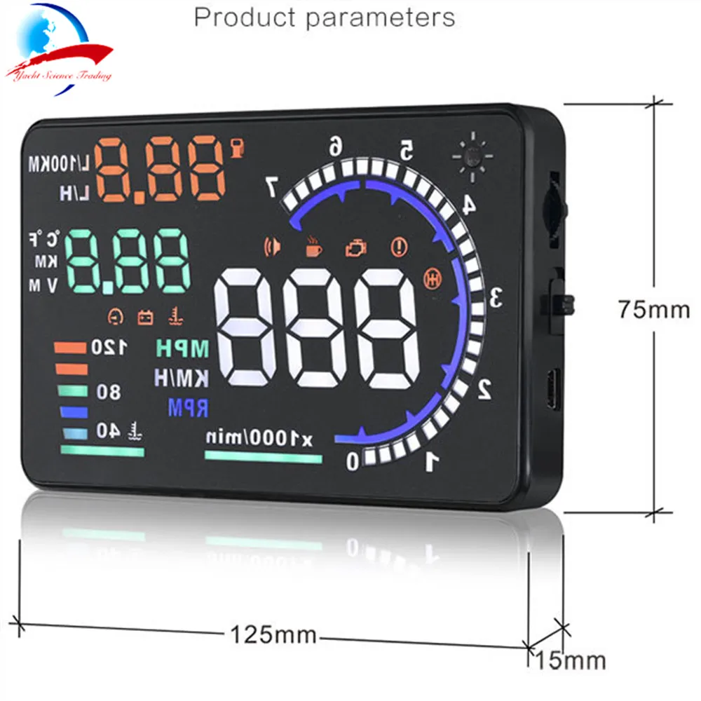 

A8 HUD Display Automobile Board Computer Projector Car Digital GPS OBD Driving Displayer