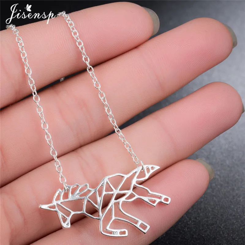 

Jisensp Ethnic Origami Unicorn Necklace for Women Jewelry Horse Choker Necklace Women Animal Necklaces & Pendants colares