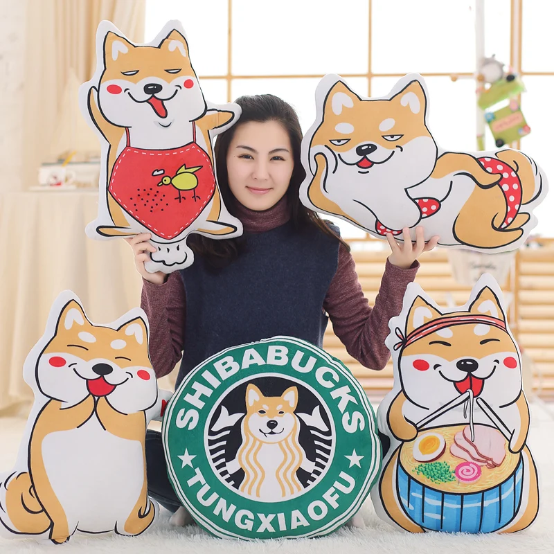 

50cm 2018 new style Chinese zodiac dog plush toys yellow dog pillow soft cushion Christmas present for Child Shiba Inu toy