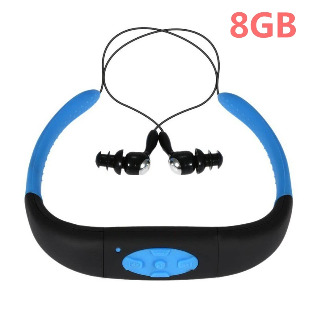 Waterproof MP3 Music Player 8GB Underwater Swim Surfing Diving Neckband