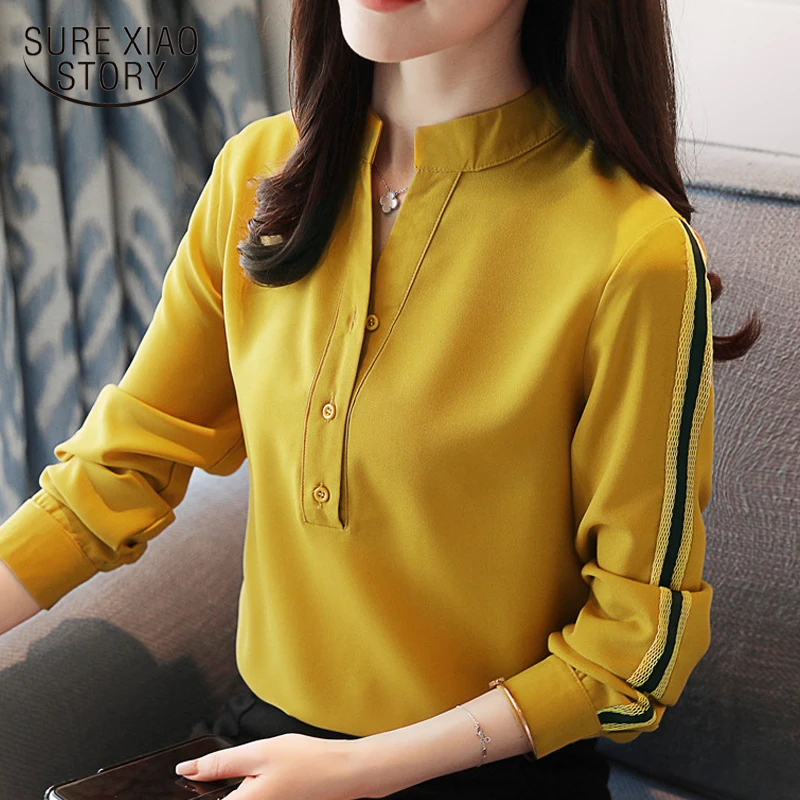 

2018 new spring women tops long sleeved blouses office lady style solid button shirts casual slim women clothing D430 30