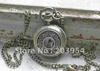 

Free shipping!on sale,New Bronze Antique Vintage Pendant Necklace Pocket Watch GORGEOUS CARVED FLOWER Gift Chain 10pcs/lot WP079