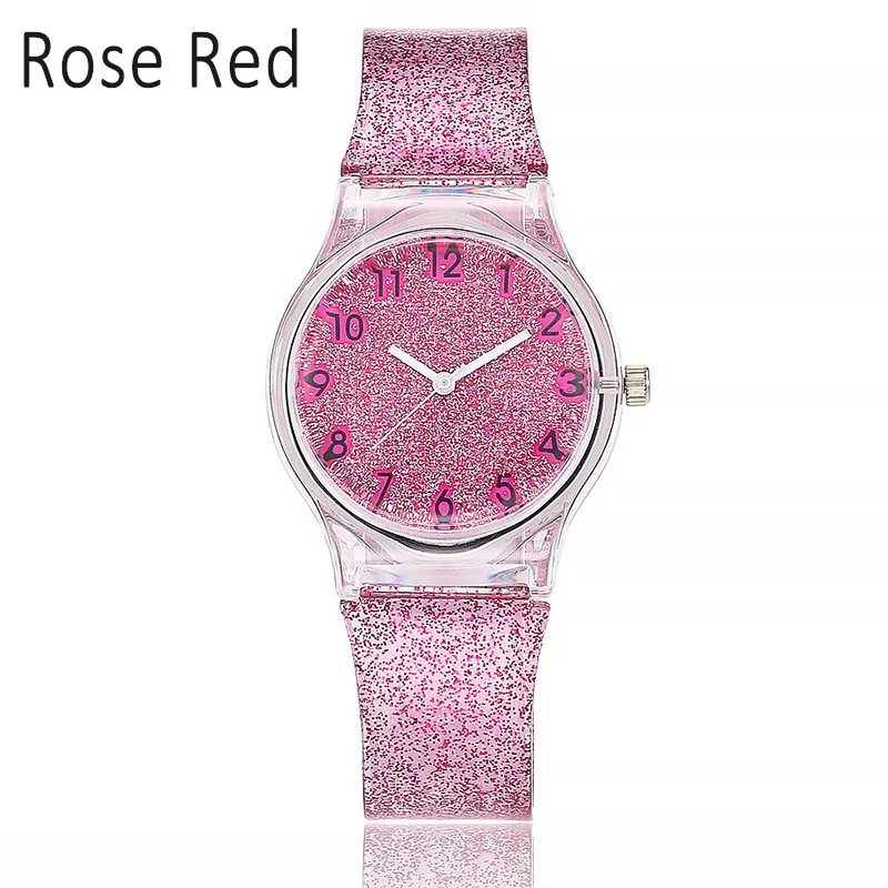 

Newly Women Shiny Quartz Watch Silicone Strap Glitter Round Dial Girl Casual Wristwatch VK-ING