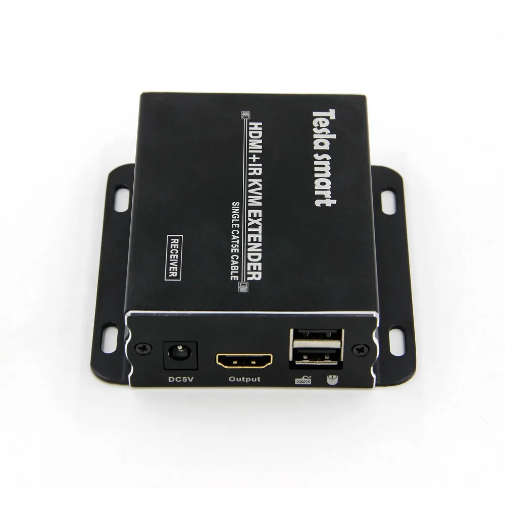 Tesla smart KVM HDMI Extender 60m USB HDMI IR KVM Extender by CAT5e/6 (1 Extender TX+1 Extender RX)