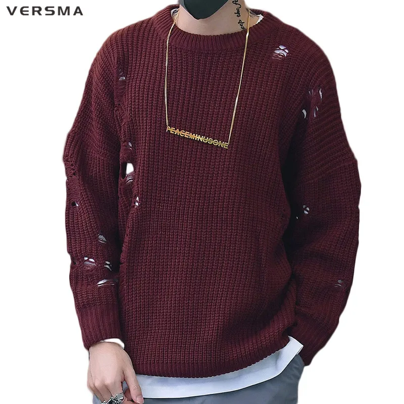 VERSMA 2017 Korean Harajuku Winter Ripped Ugly Christmas