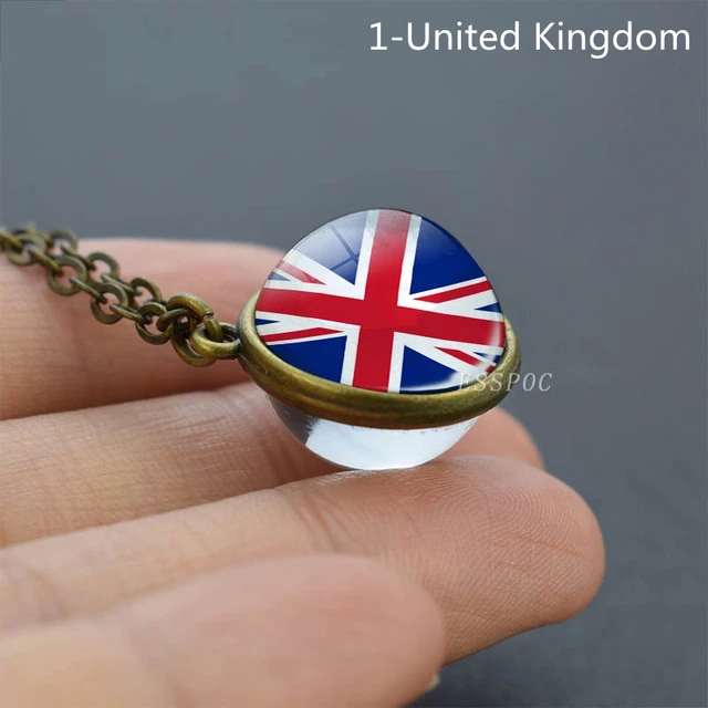 Bandera De Reino Francia, Unidos, Brasil, Canadá, España, México, Australia E Italia, Colgante De Bola De Cristal De Doble Collar De Bandera Nacional, Joyería De Bandera - Colgantes AliExpress