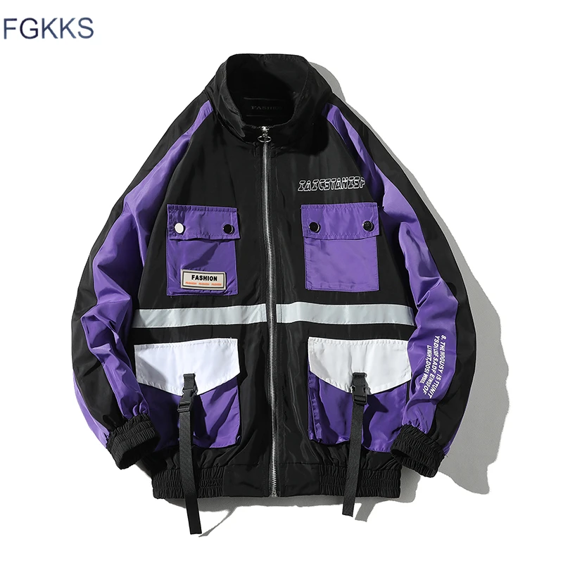 

FGKKS Fashion Brand Men Jacket Coat 2019 Autumn Men's Splice Hip Hop Jacket Outerwear Male Harajuku Streetwear Jacket Coat