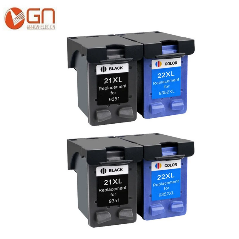 GN 4PK 21XL 22XL Refilled Ink Cartridge replacement for HP 21 22 use