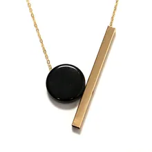 2017 fashion women New Jewelry wholesale Geometric round combination pendant long wood necklace