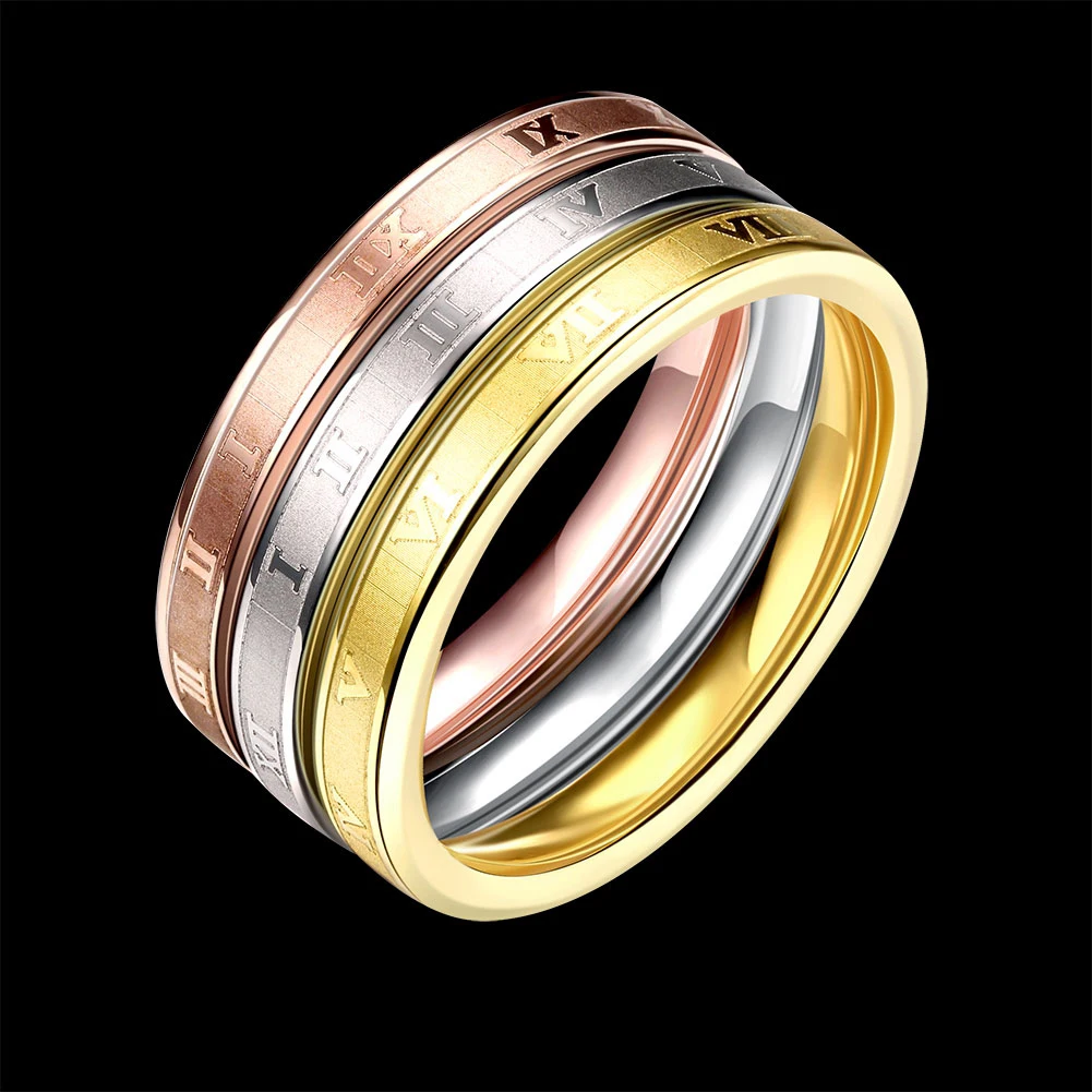 Fashion Titanium Steel Ring for Men Women Roman Numerals Printing Skill