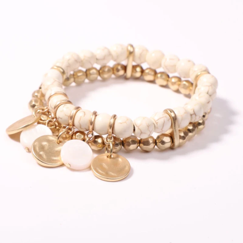 

aiboduo Women 2019 New Rope Chain White Pine Shell Sand Fashion Elastic Thread Popular Bracelet for Women Jewelry Wholesale