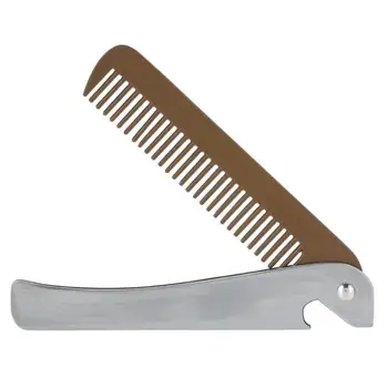 

1PCS Professional Men's mustache Beard comb Brush Anti Static Stainless Steel Folding Comb Bottle Opener