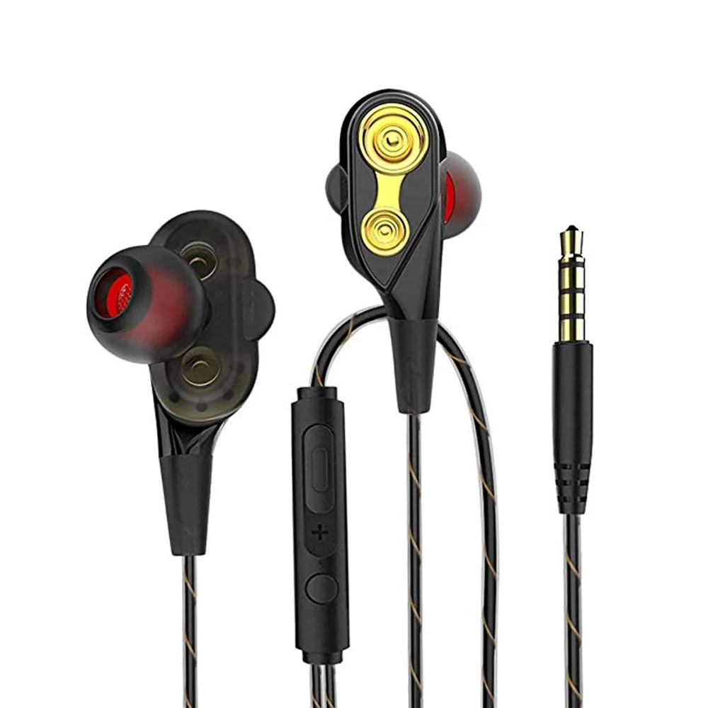 

Hot Sell Dual Drivers Earphone Headphones Super Bass Sport Earbuds with Mic Stereo Music Headset for Phone Iphone Xiaomi Samsung