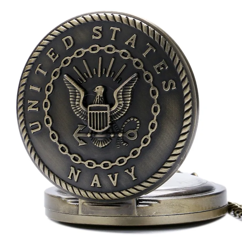 Винтаж Бронзовый Ретро США темно знак Военная Униформа человек Подарки карманные часы для мужчин женщин