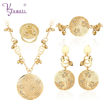 

New Fashion Dubai Gold Jewelry Gold Color Jewelry Set Beautiful Necklace Set For Mother of the Birthday