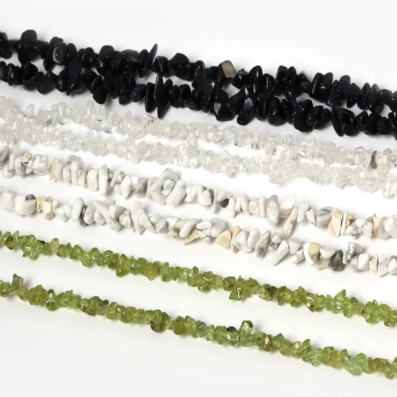 

SALE!! Natural Stone Chip Beads for Jewelry Making: Blue Sand Howlite Olivine Crystal Strand 34" Selectable Materials
