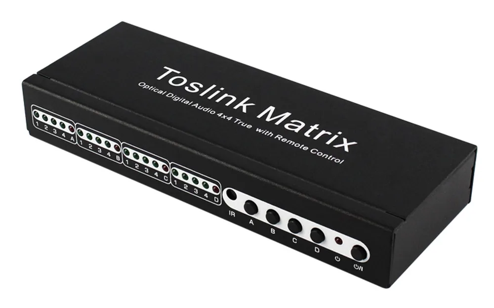

Optical Digital Audio 4x4 True with Remote Control Fiber Matrix Digital Audio 5.1 Four In, Four Out 4 In Audio Switching Assign