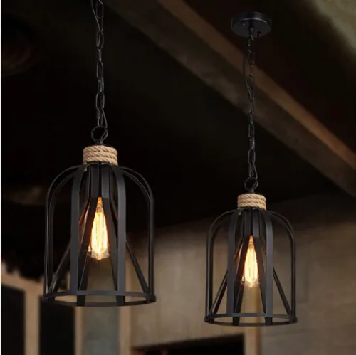 Vintage Loft Style Creative Iron Rope Edison Pendant Lights Fixtures Industrial Hanging Lamp For Bar Dining Room Hanging Lamp