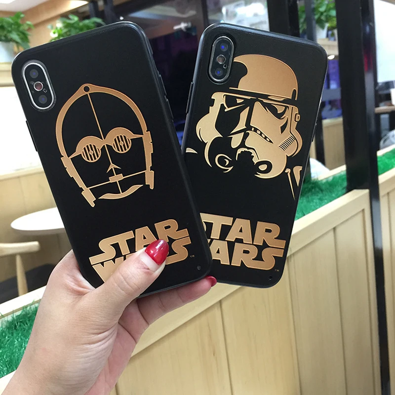 

JAMULAR Star Wars Fitted Case for iPhone X 7 6 6s Plus Funny Pattern Soft Silicone Back Cover For iPhone 7 Relief Phone Bag Capa