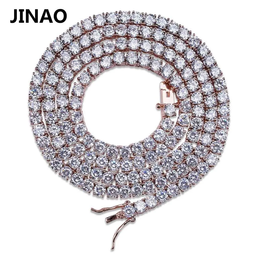 JINAO золото/серебро/цвет розового золота Iced Out цепь хип-хоп медь микро Pave CZ Stone2.5-10 мм теннисная цепь ожерелье