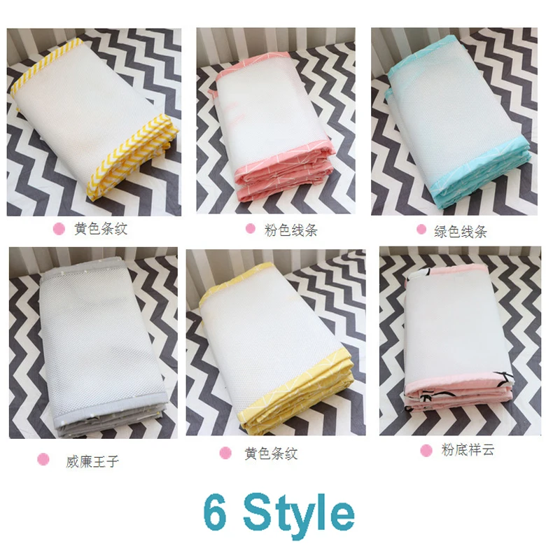  2Pcs/Set Summer Breathable Newborn Baby Bed Bumper Cotton Printing Mesh Crib Bumper Kids Bed Baby C