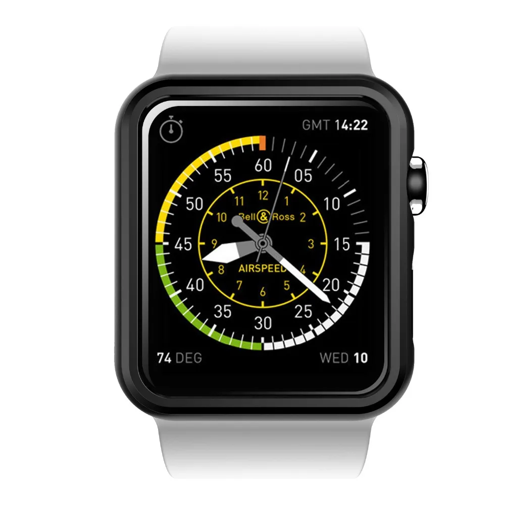 Модный черный тонкий чехол Обложка Защитная оболочка для AppleWatch чехол 38, 42, 40, 44 мм series1/2/3/4 Рамка ПК Тонкий чехол Аксессуары для часов