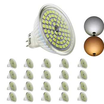 

20 pcs/lot MR16 3W 60pcs 2835 SMD Led Spotlights Lamp AC/DC 12V Warm White/Cool White Led Bulbs Light With Safety Glass Cover