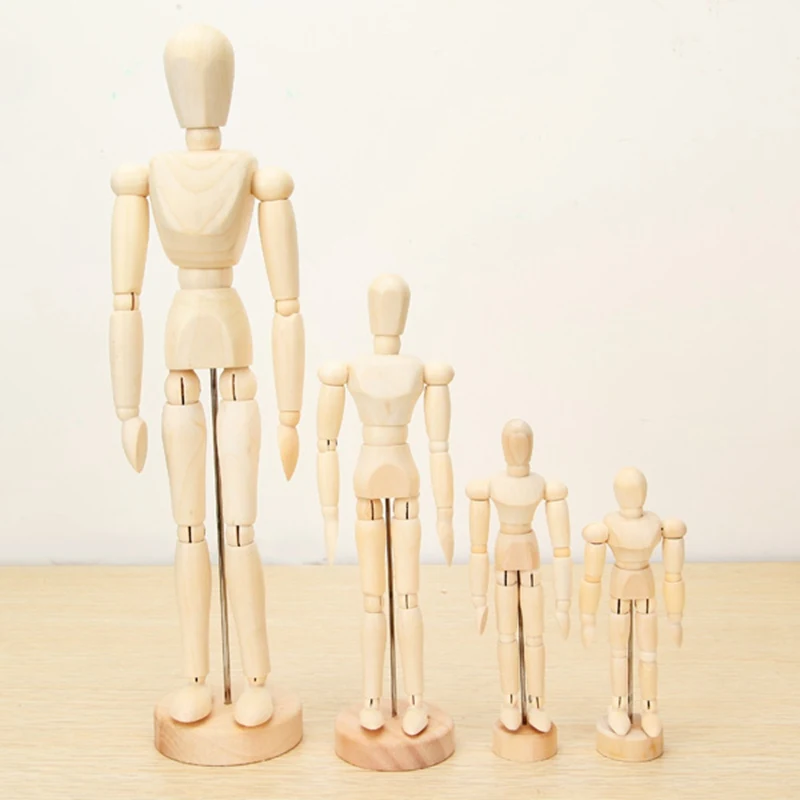 

4.5/5.5/8/12 INCH Paint Sketch Wooden Man Model Artist Movable Limbs Doll Wooden Toy Art Draw Action Figure Mannequin Kids Toy