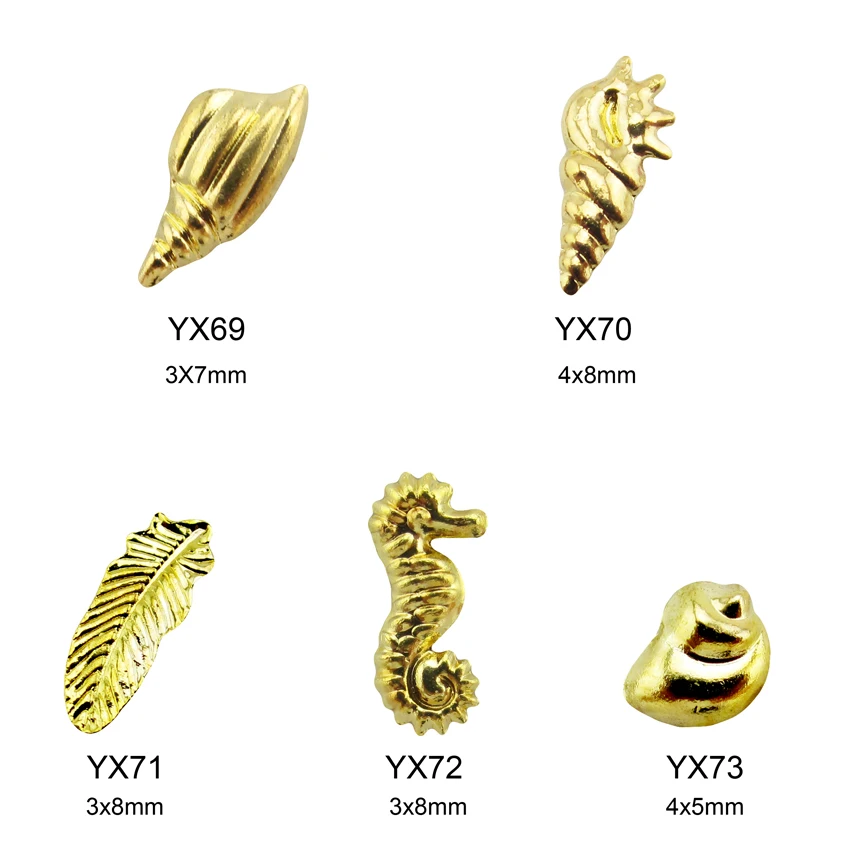 

10pcs round 2mm 3d nail art gold shell rivets crushed circle square nail studs decorations star accessories supplies YH97-120
