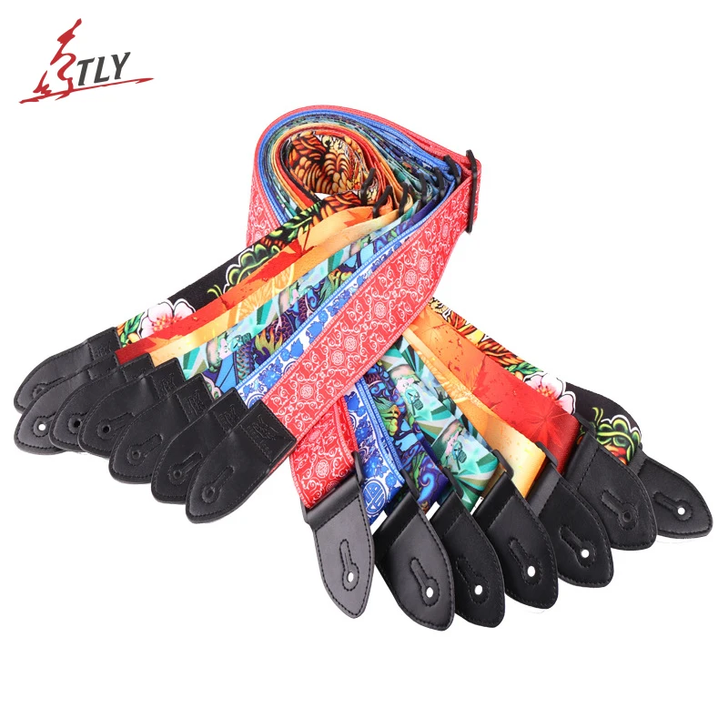 

Chinoiserie Series Polyester Guitar Strap Belt for Acoustic Electric Bass Folk Guitar Leather Ends 155cm*2"
