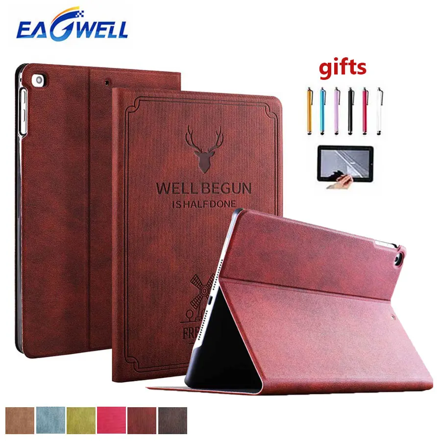 

Eagwell Case For Apple iPad 2 3 4 Retro Leather Tablet Flip Case Stand Smart Cover Auto Sleep Wake Up Protective Skin+Film+Pen