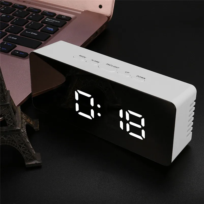 Hot Multifunction LED Mirror Alarm Clock Digital Clock Snooze Display