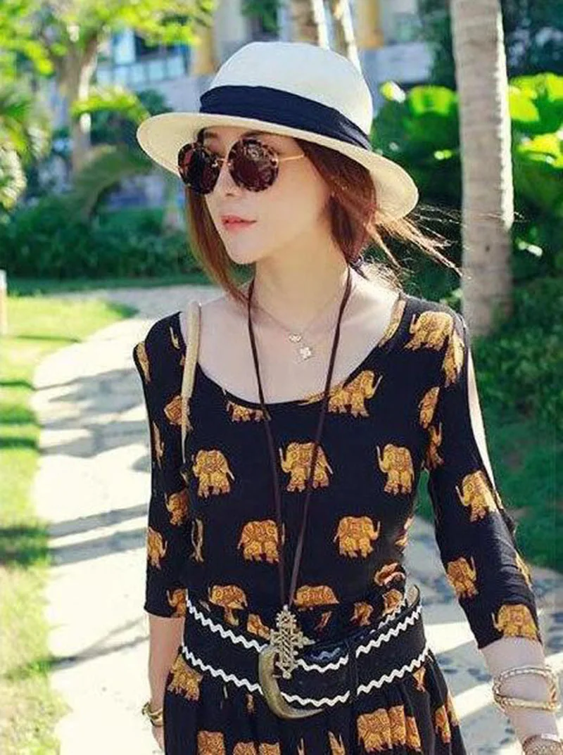 Ladies Beach Hat Wide Brim Straw Panama Roll up Hats Sea Sun Caps Golf pxg Summer Female Jazz Visor Cap Outdoor Camping Vacation (3)