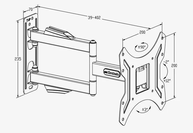 Loctek PSW731S2 полное движение 14-42 дюймов ТВ настенное крепление с кабелем управления Макс. загрузка 25 кг VESA 200*200 мм