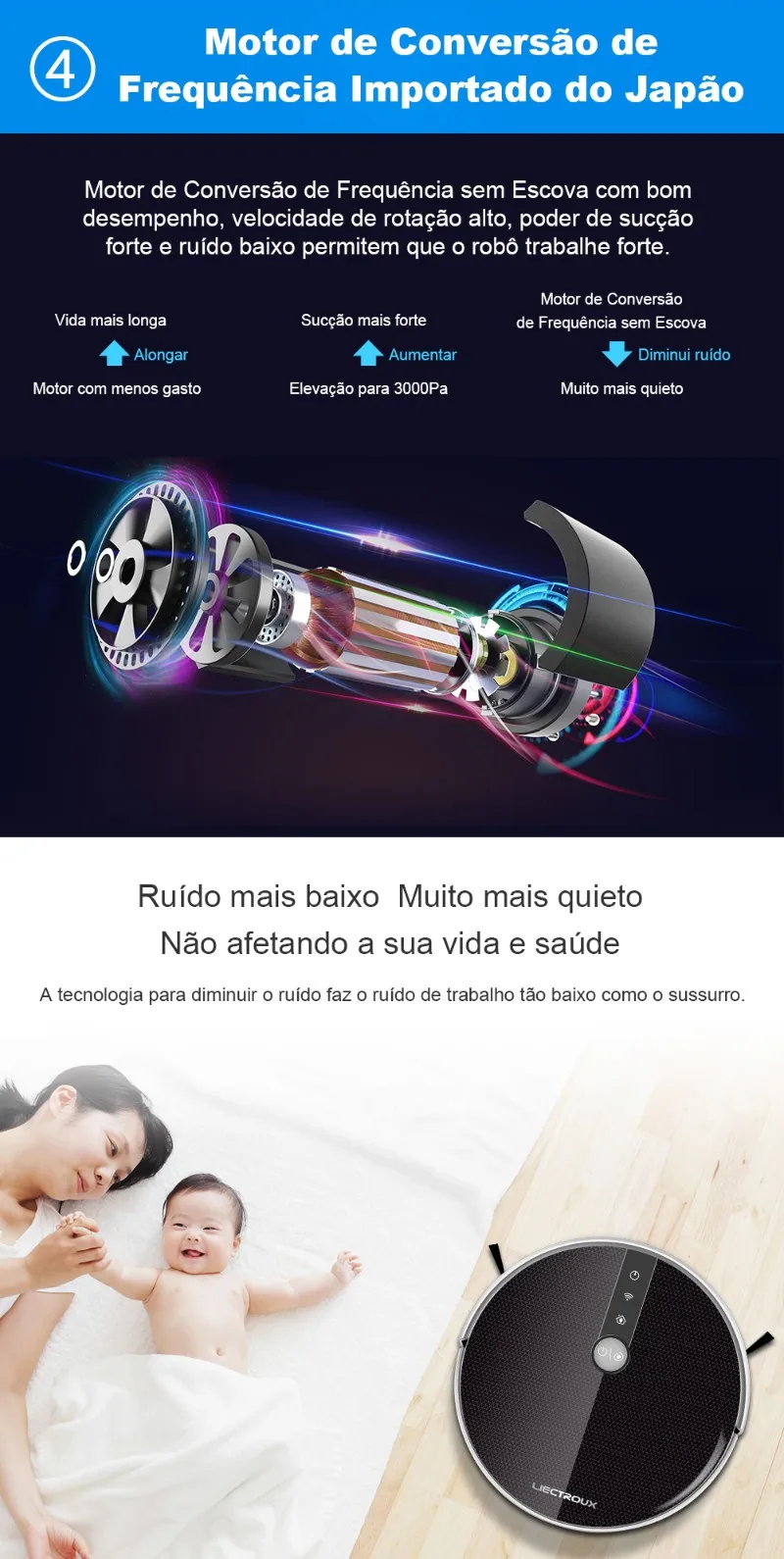 2019 Limpador Vácuo de Robô de Liectroux C30b, o Poder de Sucção de 3000pa, Navegação de Mapa em 2d, com Memória, Aplicativo de Wifi, Tanque de Água Elétrico, Motor sem Escova 20 Motor sem escova