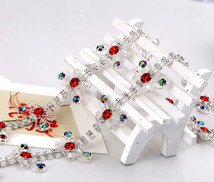 

1 Yard Butterfly Rhinestones Silver Plated Flatback Ribbon Chain Trim For Apparel Sewing Craft Diy