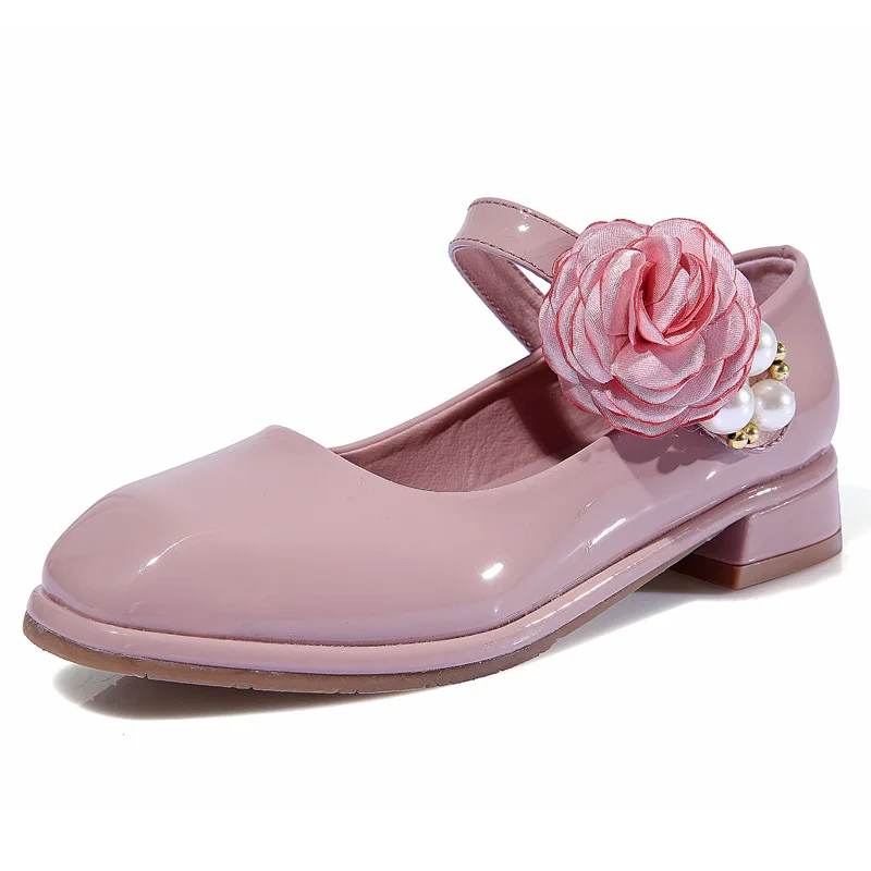 

Autumn Spring Fashion Flower Kids Shoes For Girls Patent Leather Party Girls Dress Shoes Princess Wedding Dance Shoes KS414